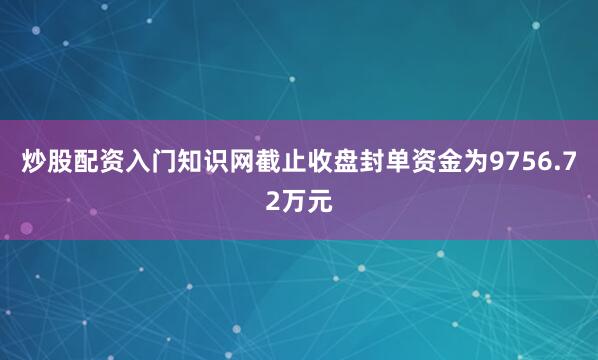炒股配资入门知识网截止收盘封单资金为9756.72万元
